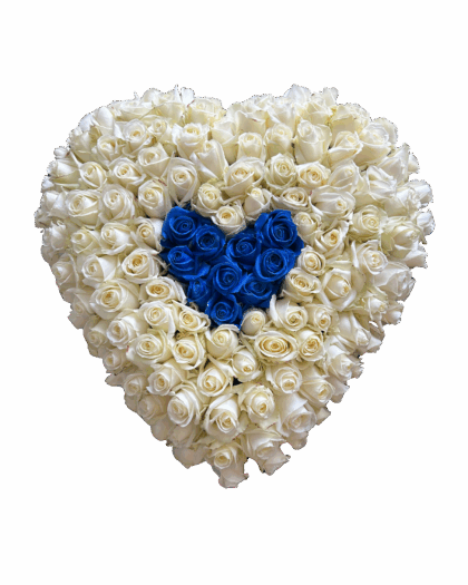 Rouwhart dicht wit met blauw hart