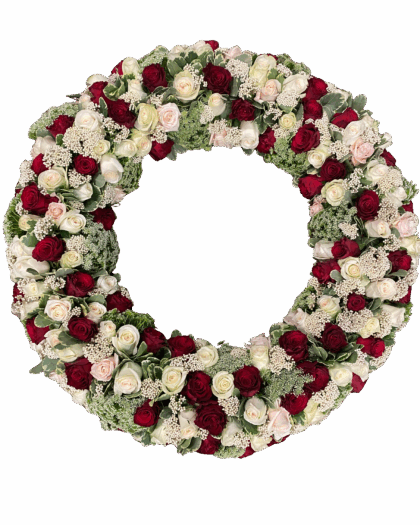 Rouwkrans rood - wit