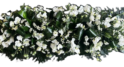 kistbedekking wit orchidee